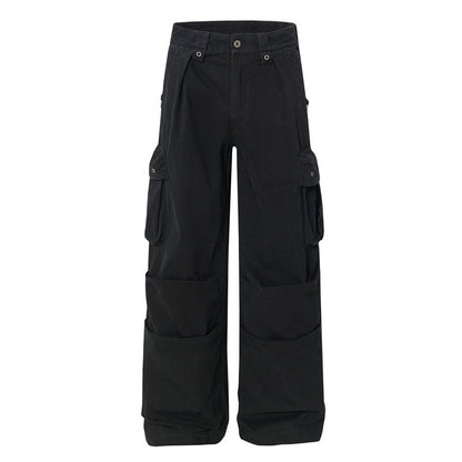 Multi Pocket Cargo Pants Letter Print Straight Leg