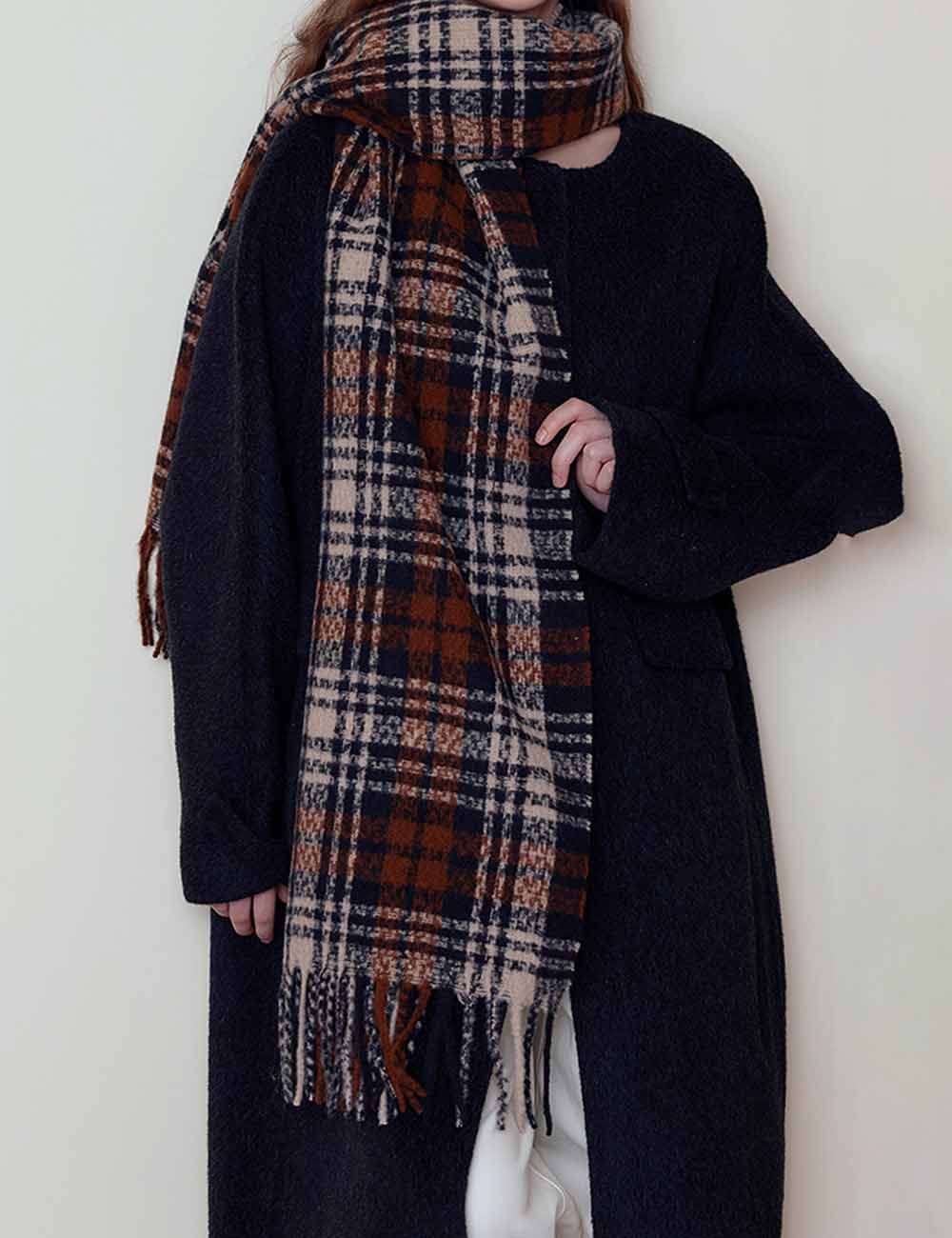 Vintage Plaid Warm Tassel Warm Scarf
