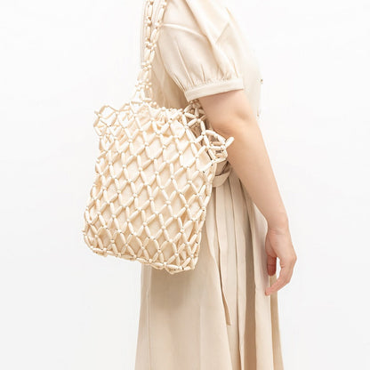 Chic Hollow Out Wooden Bead Bag