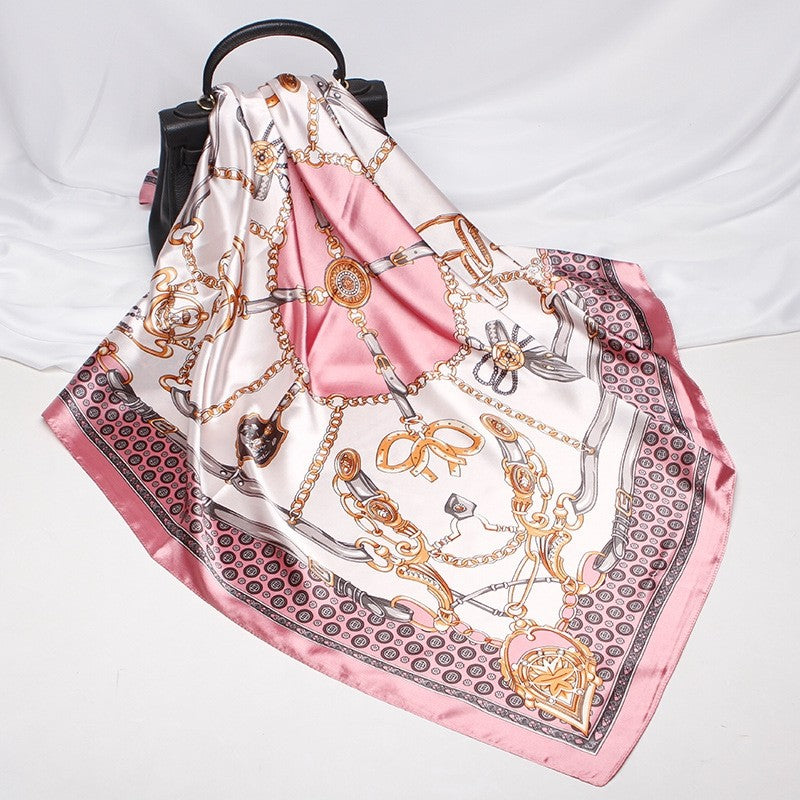 Vintage Elegant Geometric Pattern Silk Scarf