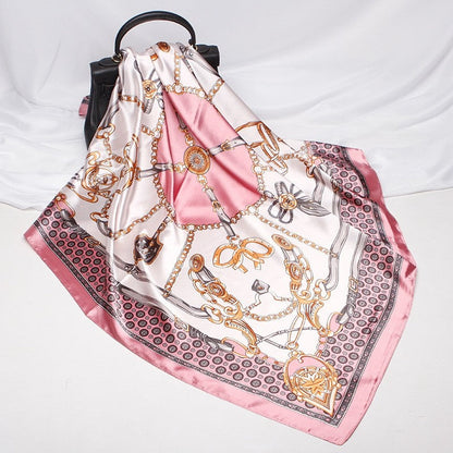 Vintage Elegant Geometric Pattern Silk Scarf