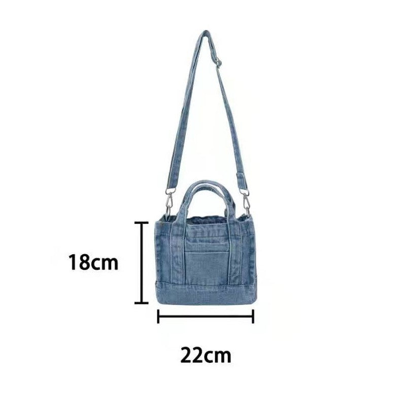 Detachable-Strap Denim Crossbody Bag