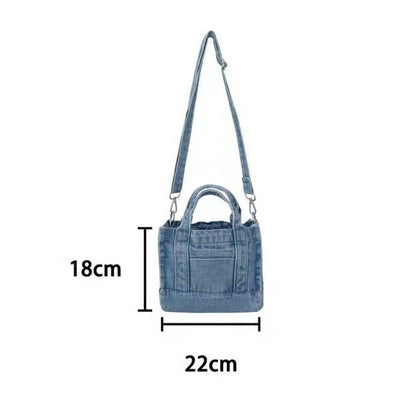 Detachable-Strap Denim Crossbody Bag