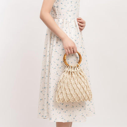 Color Block Handmade Wooden Bead Bag