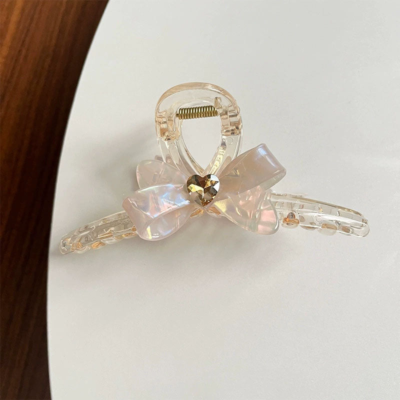 Bow Rhinestone Iridescent Large Hair Claw