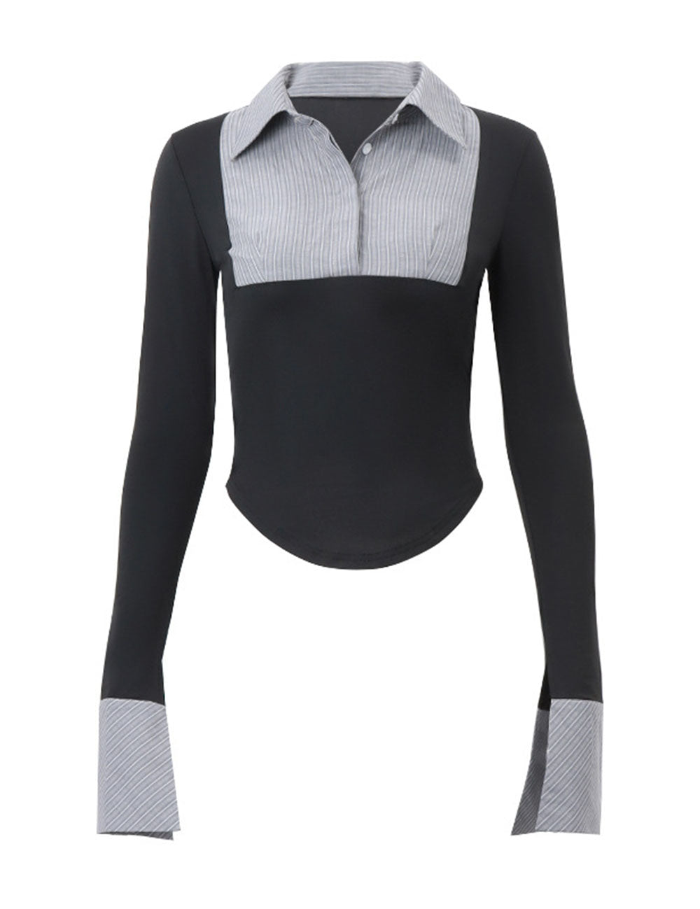 Trendy Color Block Striped Long Sleeve Top