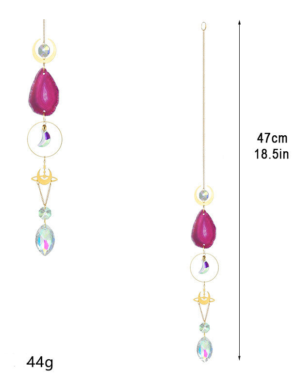 Colorful Agate Sun Moon Crystal Suncatcher
