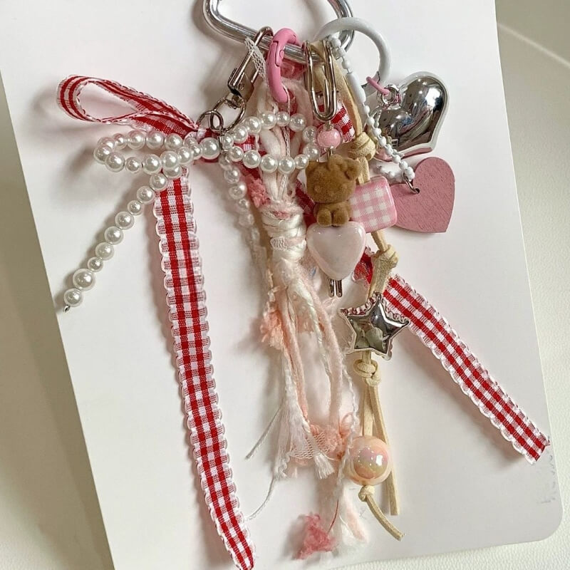 Cute Plush Cat Bow Tassel Bag Charm