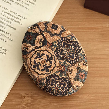 Vintage Floral Print Foldable Makeup Mirror