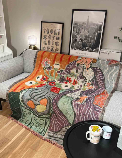Cozy Artistic Print Tapestry Sofa Throw Blanket