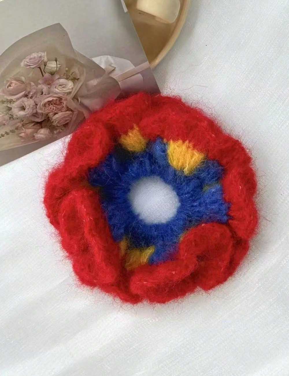 Color Contrast Handmade Knit Scrunchies