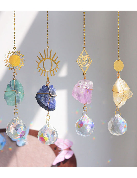 Irregular Stone Evil Eye Crystal Suncatcher
