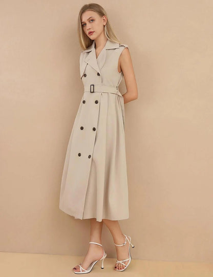 Sleeveless V-Neck Trench Coat