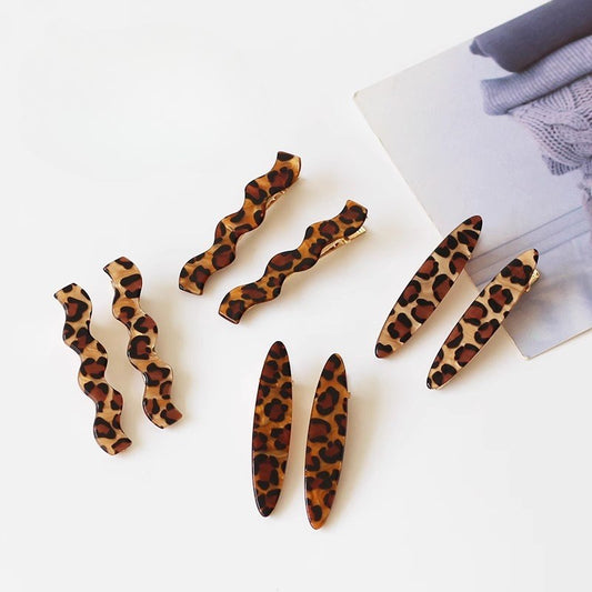 Leopard Print Wove Hair Clips