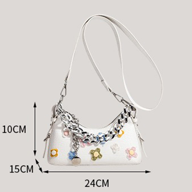 Colorful Flower Jacquard Chain Shoulder Bags