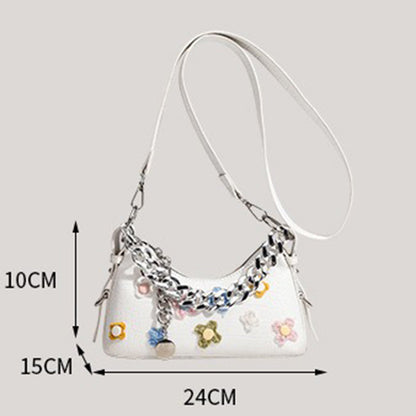 Colorful Flower Jacquard Chain Shoulder Bags