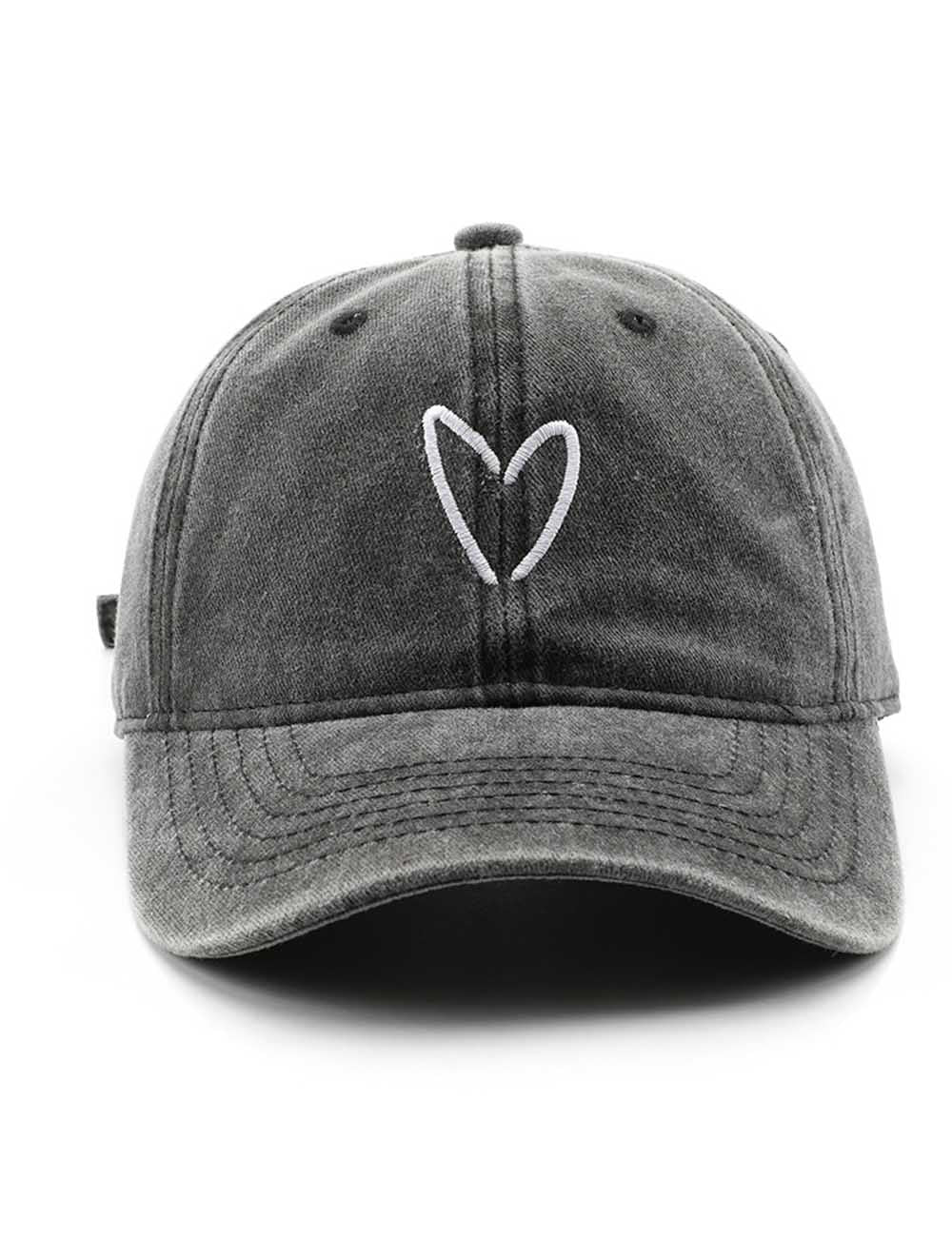Retro Distressed Embroidered Heart Baseball Cap