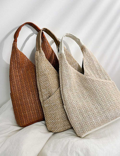 Large Capacity Straw Shoulder Bags