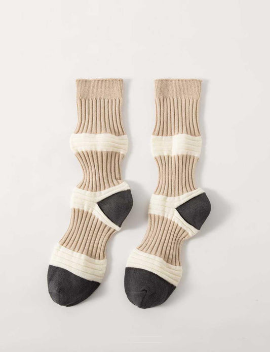 Striped Color Block Casual Crew Socks