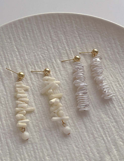 Asymmetric Corals Shells Drop Stud Earrings