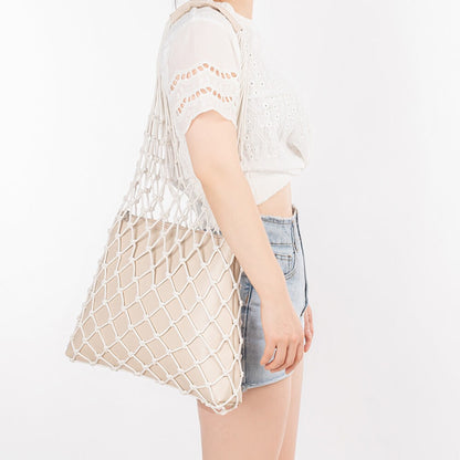 Net Woven Shoulder Tote Bag
