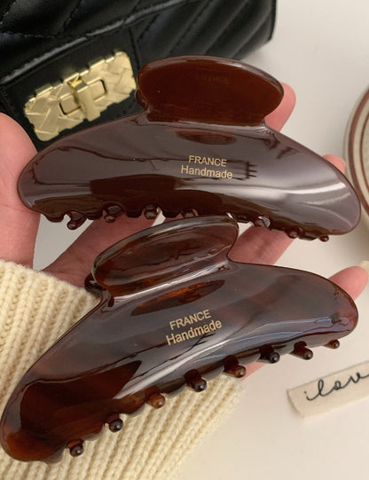 Floral Caramel Polka Dot Claw Clip