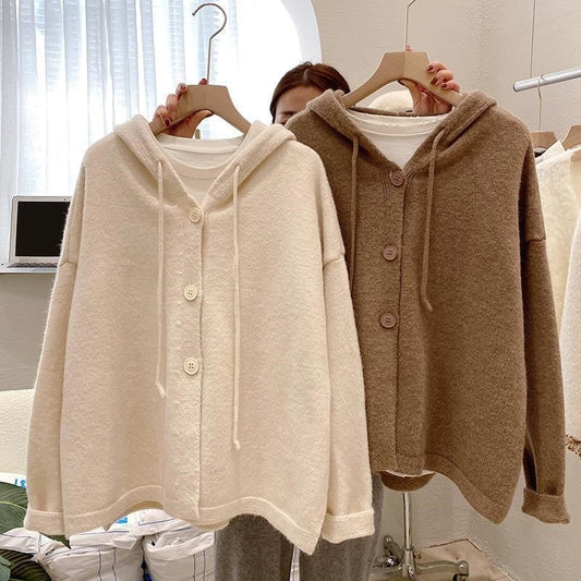 Women's Hooded Knit Cardigan Short Spring Sweater