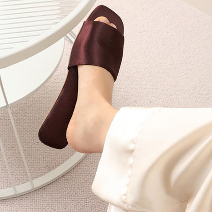 Elegant Solid Color Satin Open Toe Slippers