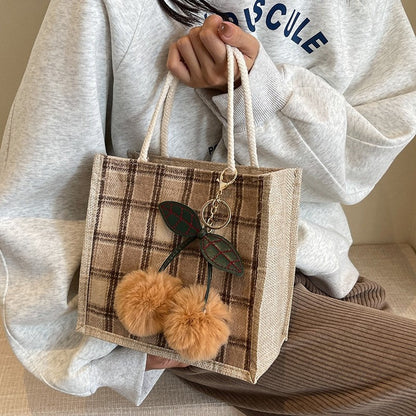 Large Capacity  Handbag With Pendant