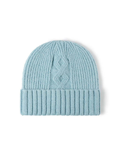 Solid Color Cable Knit Cuff Winter Beanie