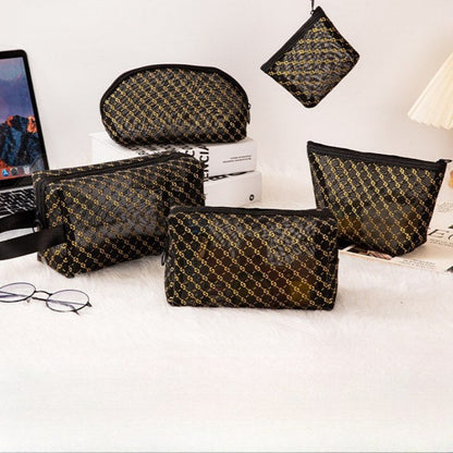 Simple Gold Mesh Portable Make Up Bags