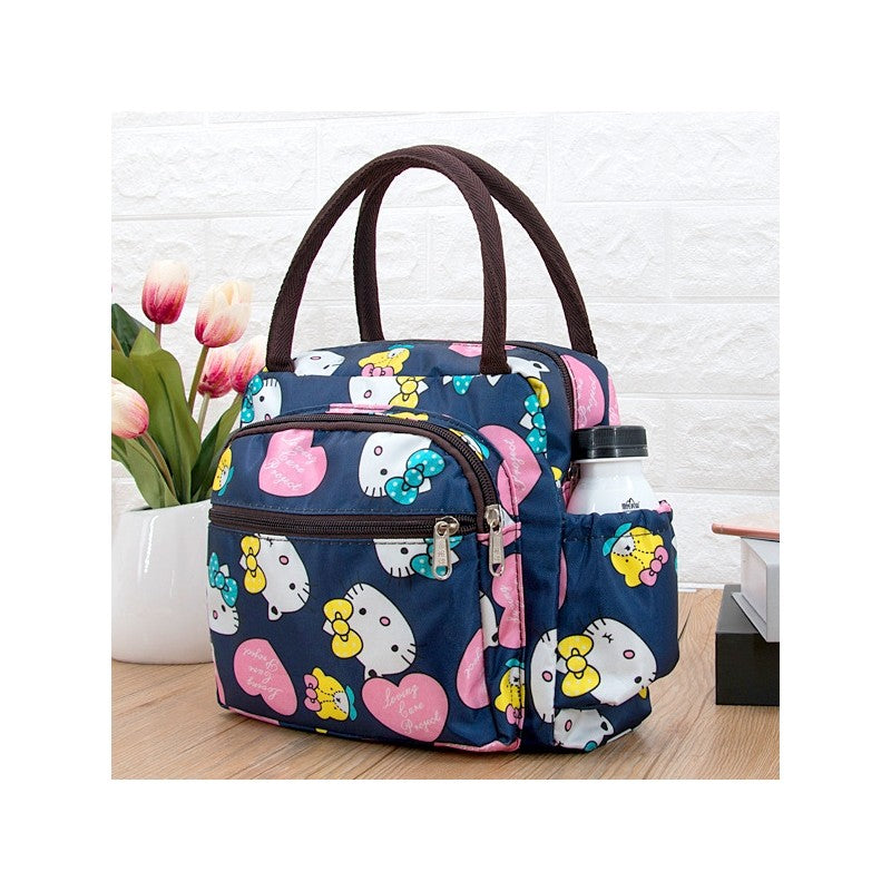 Dotted Letter Kitten Print Lunch Bag Lunchbox Bag