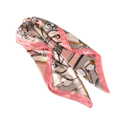 Vintage Printed Satin Square Head Scarf