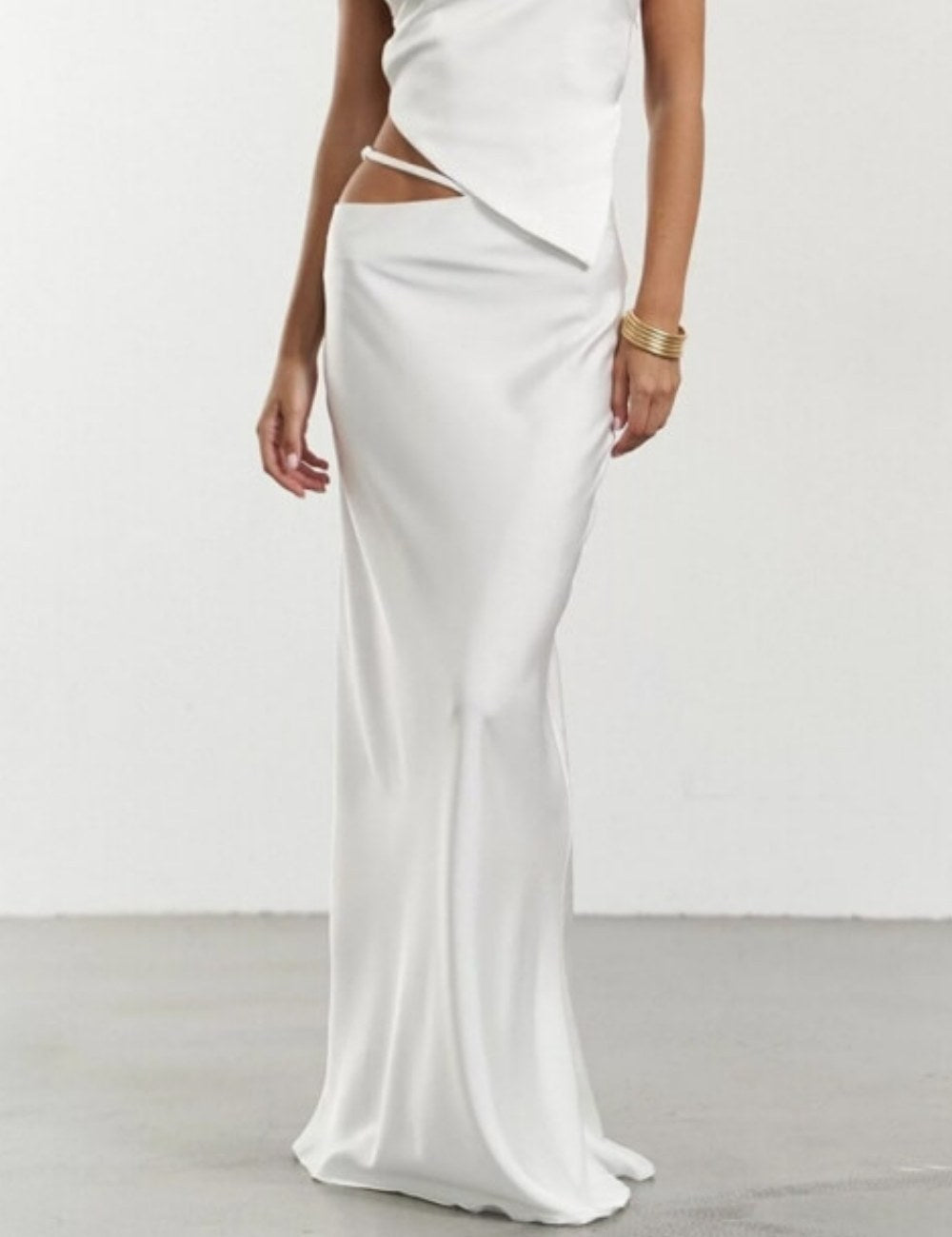 Solid Color Hip Wrap Soft Maxi Skirts