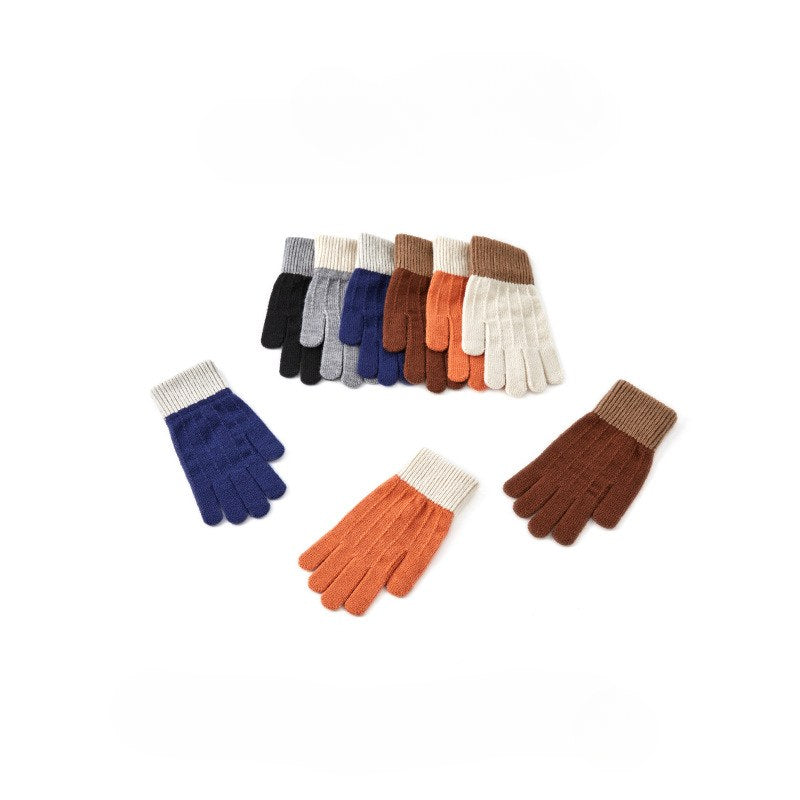 Color Block Splicing Padded Knit Gloves