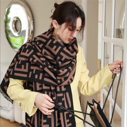 Jacquard Fringed Cashmere-Like Scarf