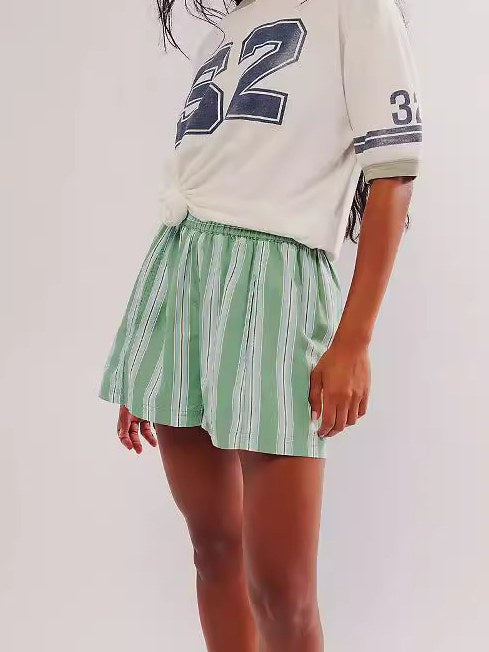 Striped High Waist Casual Shorts