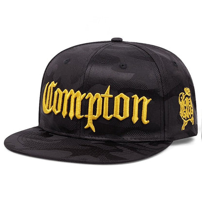 COMPTON Embroidered Flat Brim Baseball Cap Unisex Design