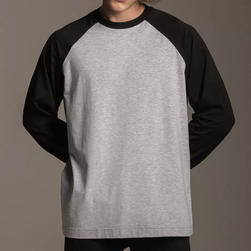 Minimalist Color Block Crew Neck Long Sleeve Top