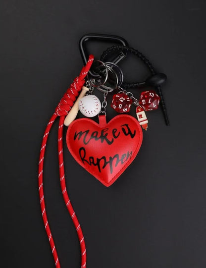 Vintage Heart Rope Braided Keychain Bag Charm