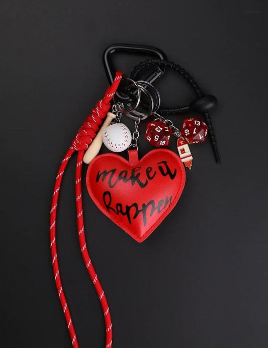 Vintage Heart Rope Braided Keychain Bag Charm