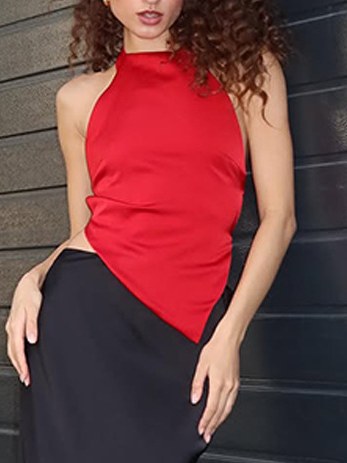 Sexy Irregular Backless Halter Strapless Top