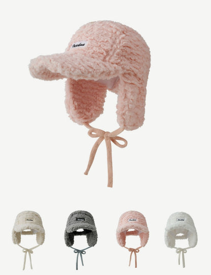 Solid Color Teddy Fleece Padded Warm Hat