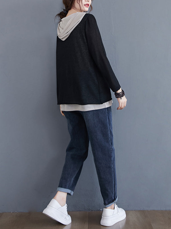 Original False Two Knitting T-Shirt Thin Sweater