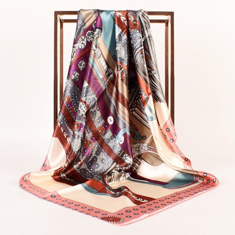 Fashion Printed Square Satin Head Scarf