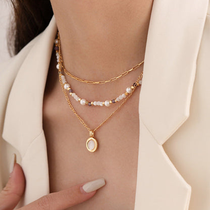 Pearl Shell Layered Simple Necklaces