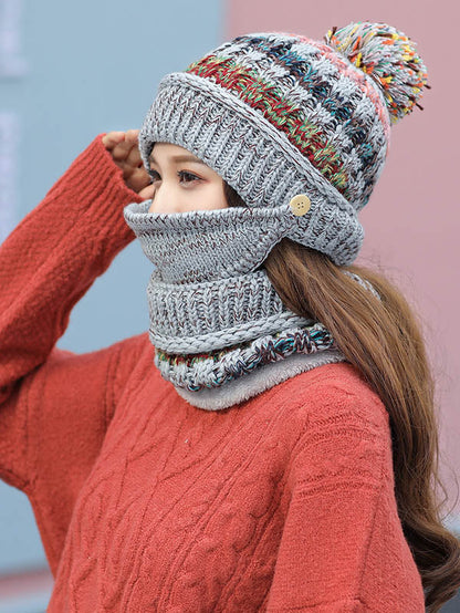 Original Three Pieces Knitting Hat+Mask+Scarf