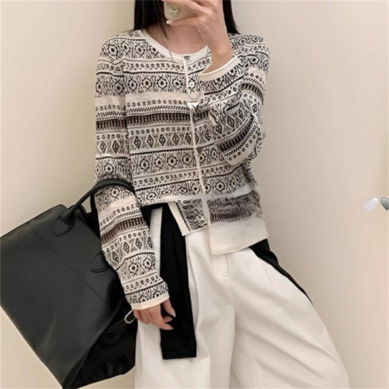 New Versatile Jacquard Knit Cardigan