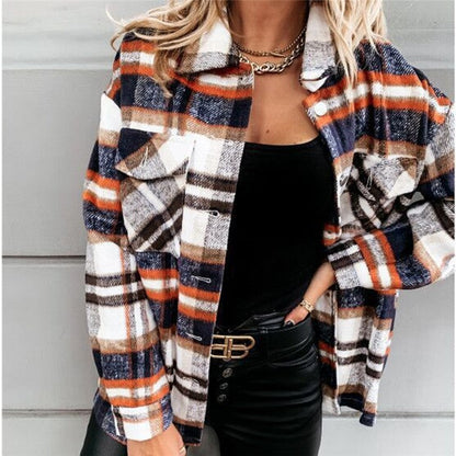 Woolen Long Sleeve Plaid Shirt
