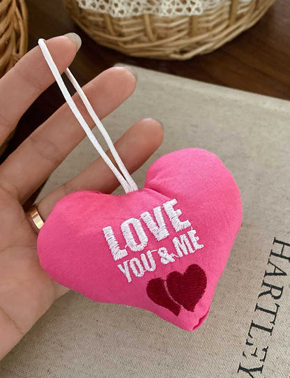 Sweet Floral Letter Embroidered Heart Bag Charm